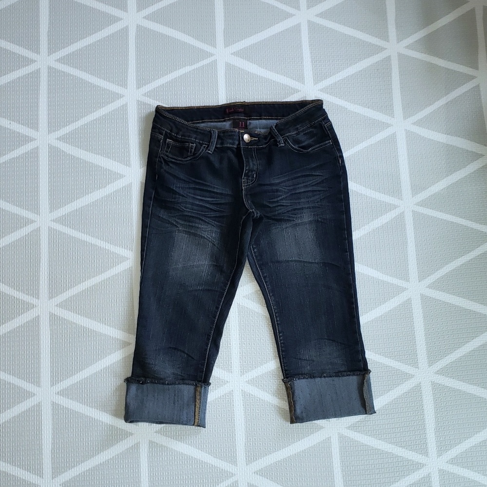 🛍Black Crystal Rolled Crop Jeggings